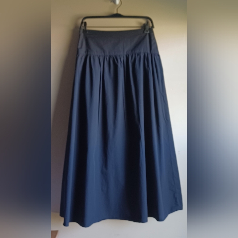 ASOS design Dropped Waist Cotton Poplin Maxi Skirt In Black 8 - Picture 3 of 4